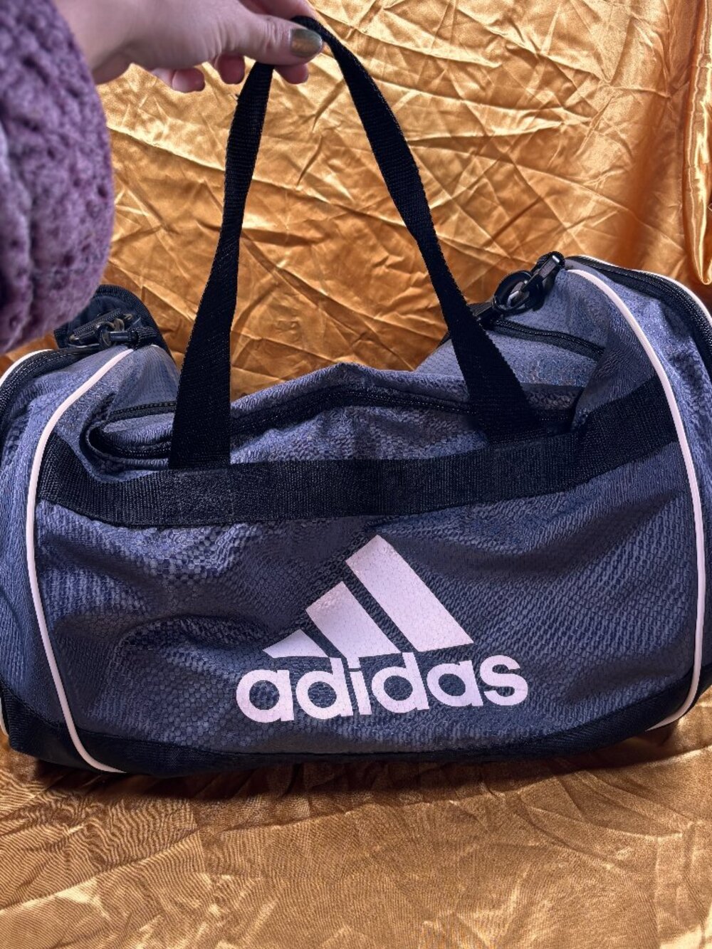 Adidas Gray Black Duffel Gym Bag Sports Travel Overnight Weekend Bag